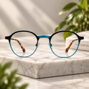 Nazara Blue and Black Soft Round Eyeglasse