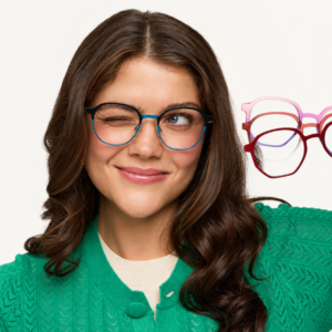 Blue and black eyeglasses with soft round Nazara frame