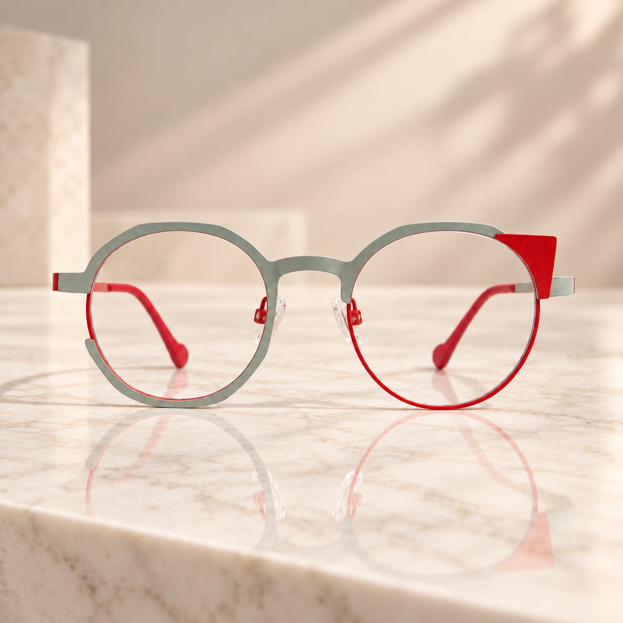 Nazara Veyra Red & Silver Geometric Eyeglasses for Women - Image 3