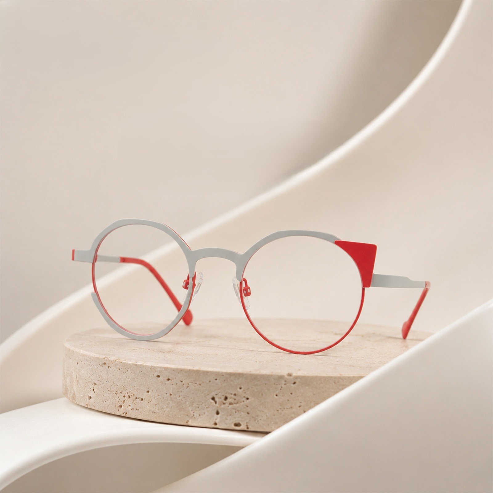 Nazara Veyra Red & Silver Geometric Eyeglasses for Women - Image 2